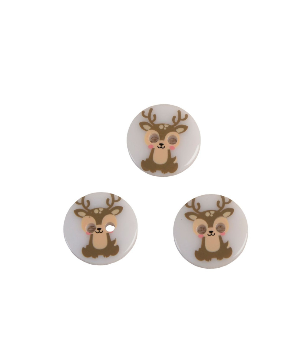 Set of 6 2-hole child deer buttons