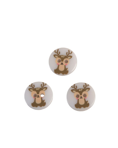Set of 6 2-hole child deer buttons