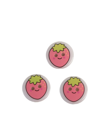 Set di 6 bottoni per bambini a 2 fori color fragola