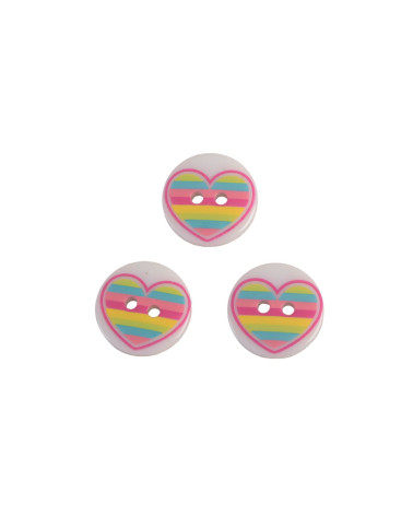 Set of 6 2-hole children's heart buttons