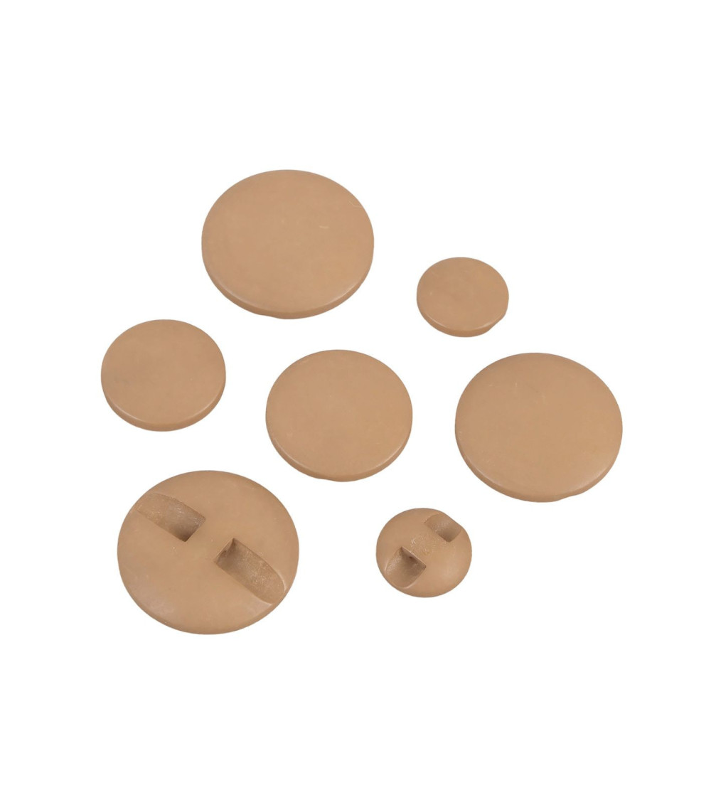 Set of 6 classic tunnel buttons in antelope beige