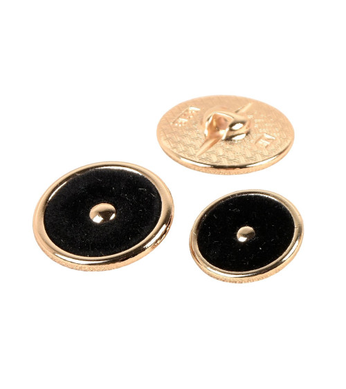 Set of 6 round colored black buttons