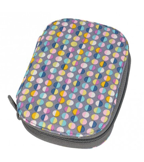 Sewing pouch 16x12cm multi-colored dots gray background