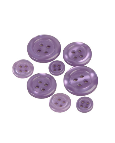 Set of 6 round buttons 4 holes purple purple mauve