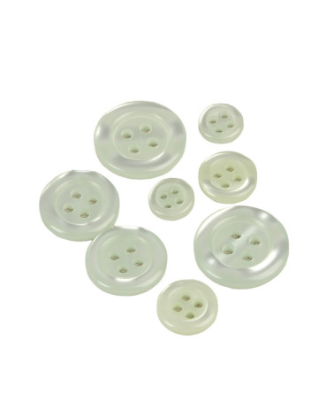 Set of 6 mint green 4-hole round buttons