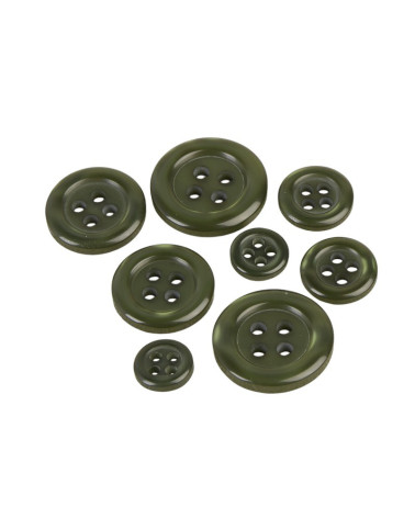 Set of 6 round buttons with 4 holes in fir green