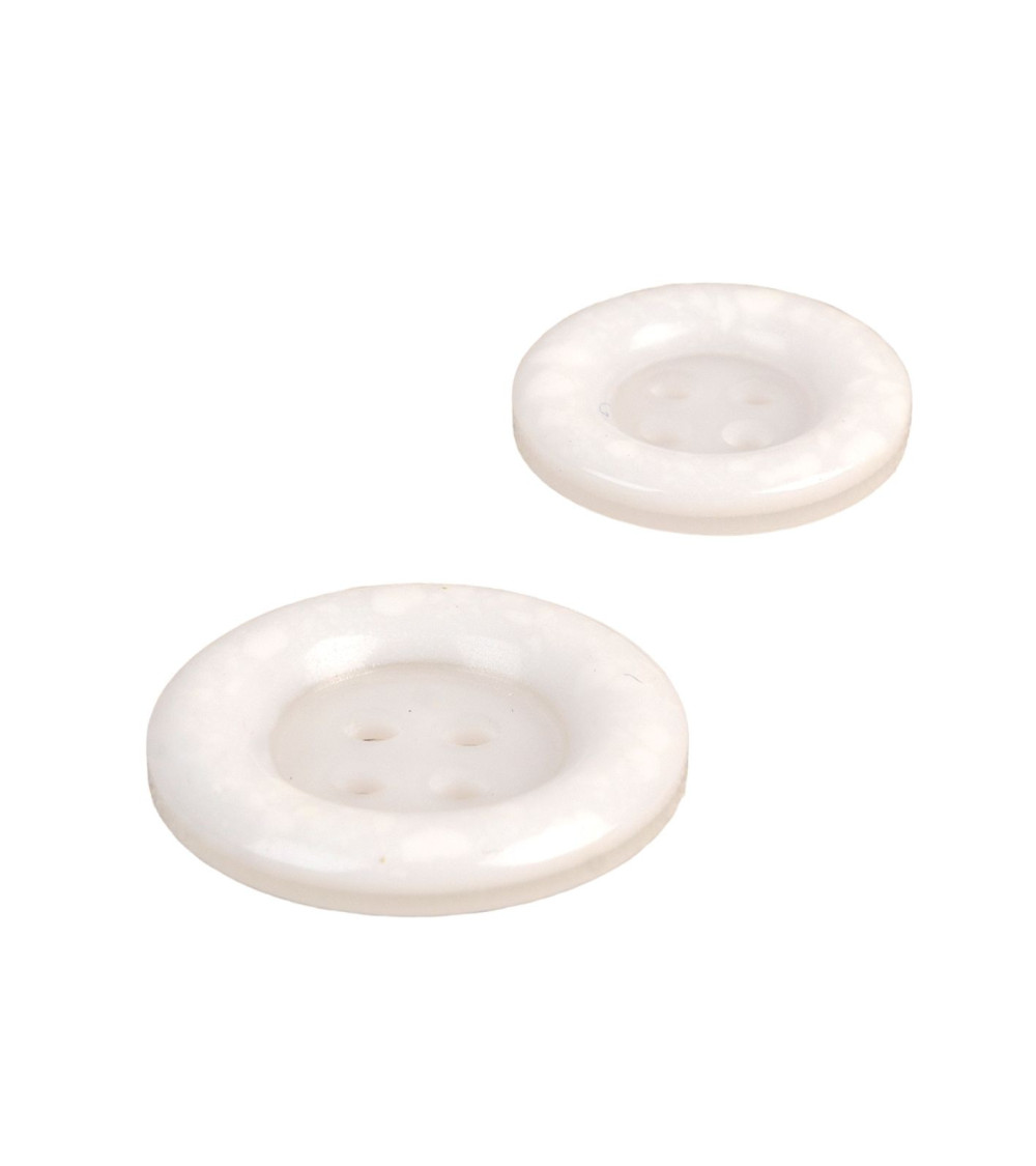 Bouton rond plastique recyclé 4 trous blanc