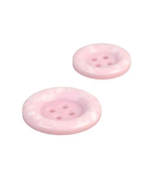 Bouton rond plastique recyclé 4 trous rose layette