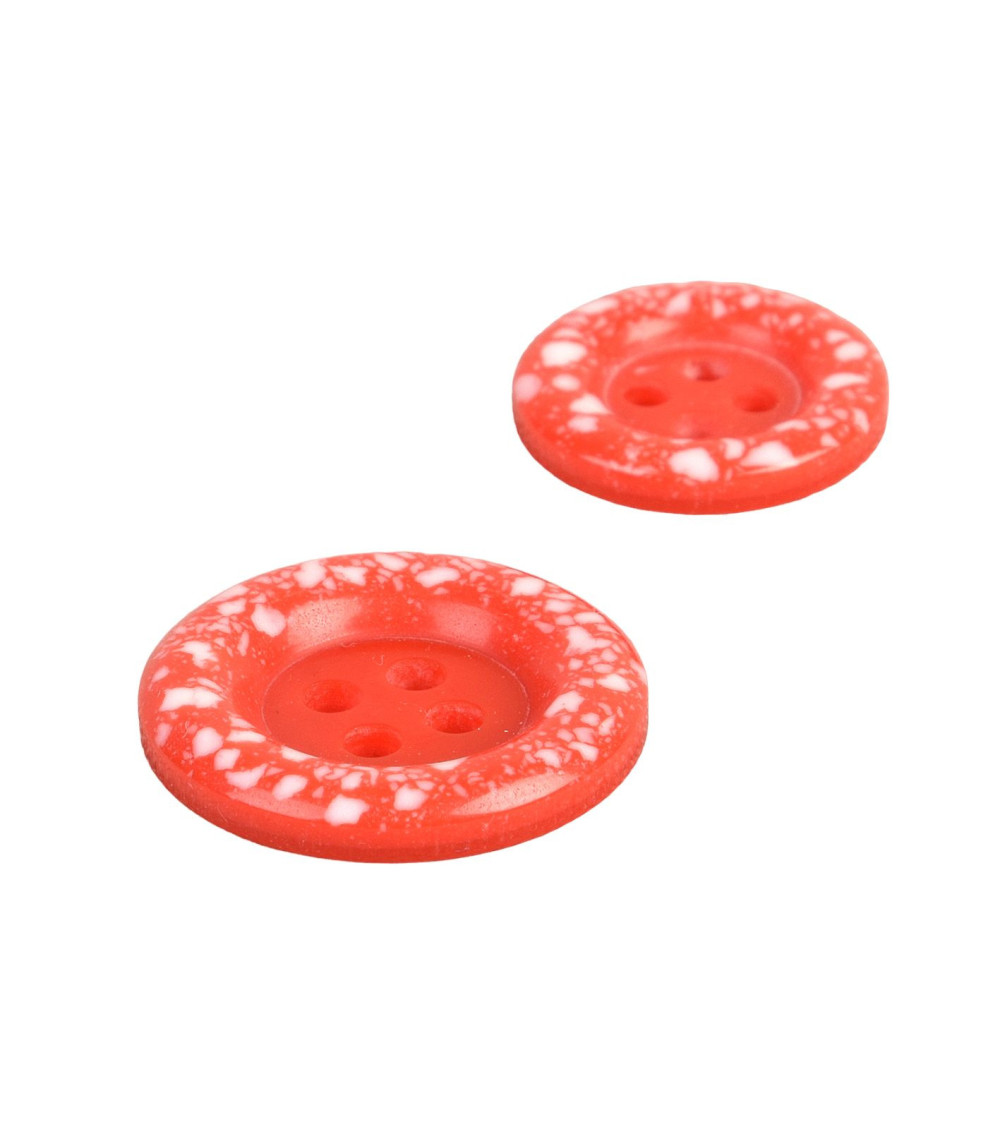 Bouton rond plastique recyclé 4 trous rouge