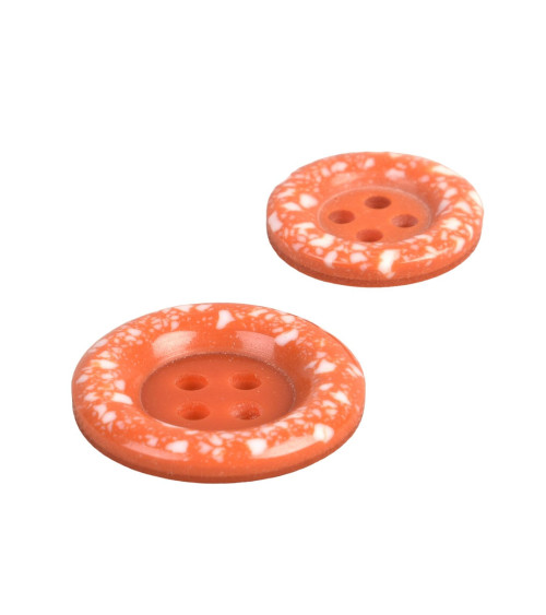 Bouton rond plastique recyclé 4 trous orange