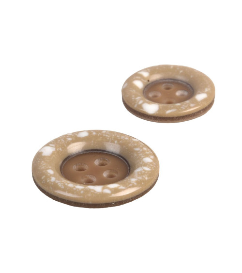 Bouton rond plastique recyclé 4 trous beige pierre