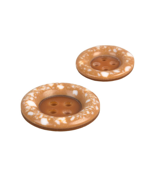 Bouton rond plastique recyclé 4 trous beige antilope