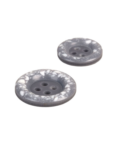 Bouton rond plastique recyclé 4 trous gris cendre