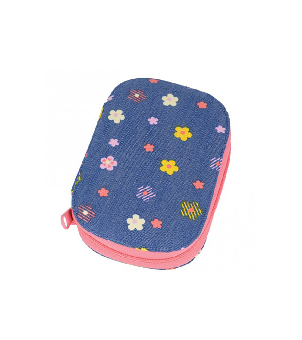 Nähbeutel 16x12cm mit mehrfarbigen Blumen für Jeanshosen