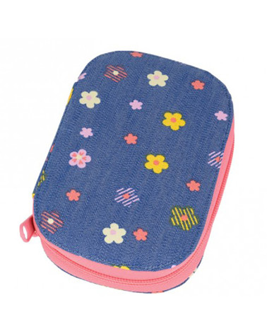 Nähbeutel 16x12cm mit mehrfarbigen Blumen für Jeanshosen
