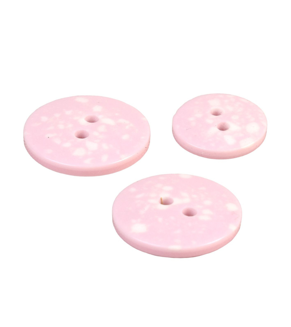 Bouton rond plastique recyclé 2 trous rose layette