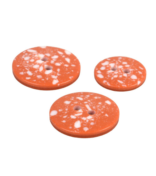 Bouton rond plastique recyclé 2 trous orange