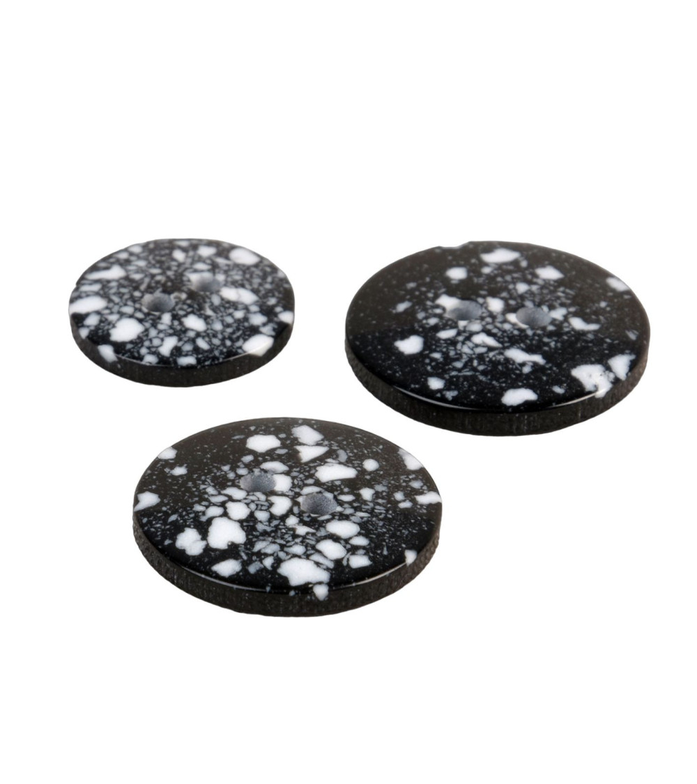 Bouton rond plastique recyclé 2 trous noir