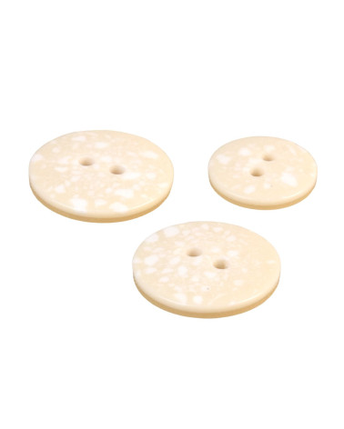Round recycled plastic button 2 holes ivory