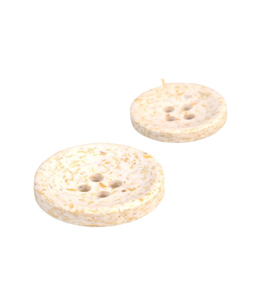 Bouton rond écorces de riz 4 trous blanc