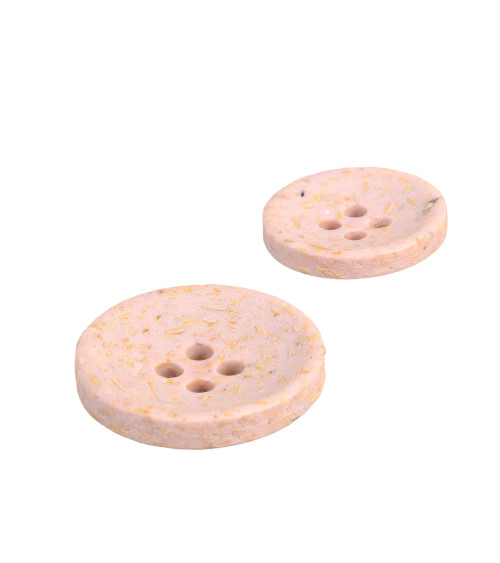 Bouton rond écorces de riz 4 trous rose layette