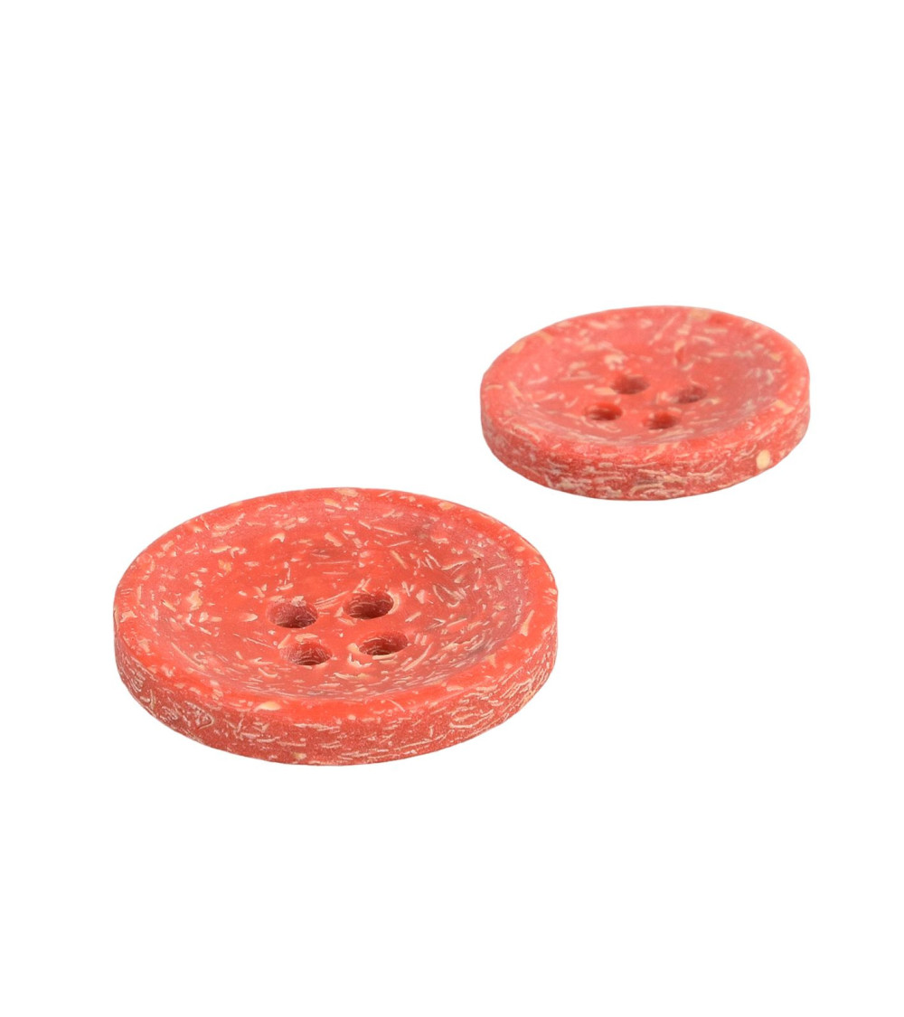 Bouton rond écorces de riz 4 trous rouge