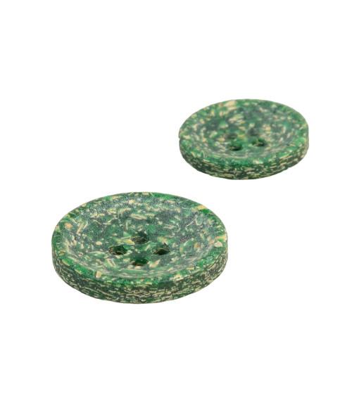 Bouton rond écorces de riz 4 trous vert sapin