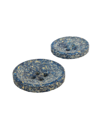 Round button rice husks 4 holes French blue