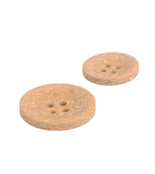 Bouton rond écorces de riz 4 trous beige antilope