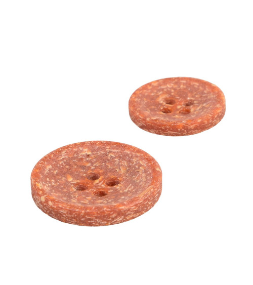 Bouton rond écorces de riz 4 trous orange rouille