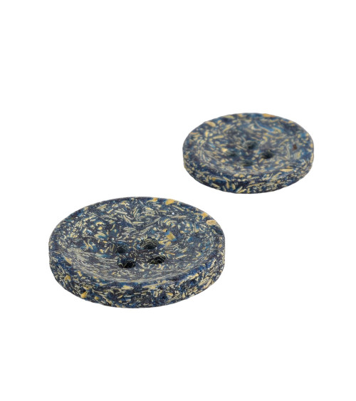 Bouton rond écorces de riz 4 trous bleu marine