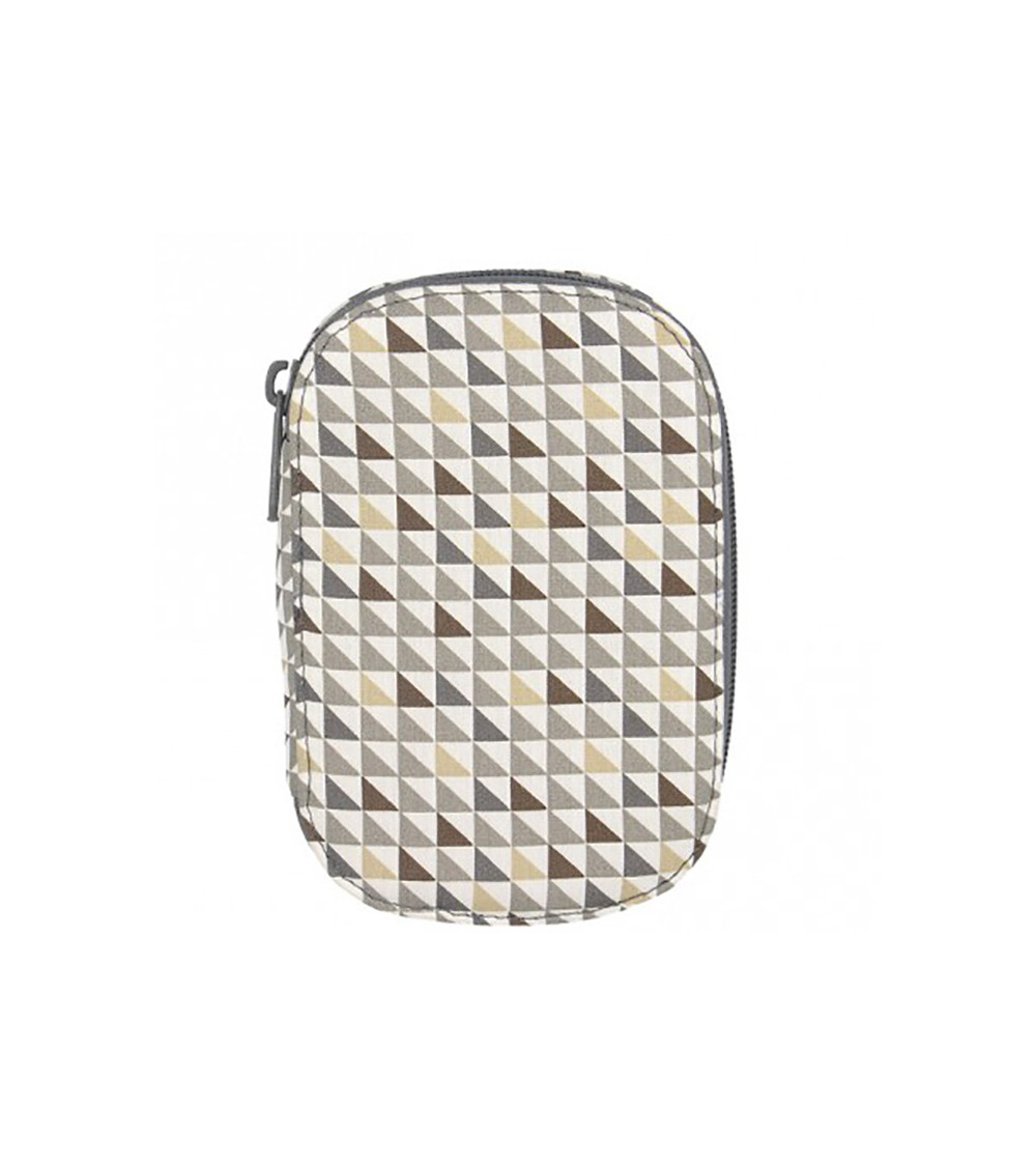 Sewing pouch 16x12cm small brown and gray triangles