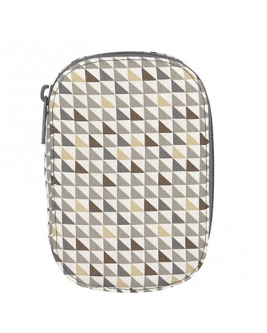 Sewing pouch 16x12cm small brown and gray triangles