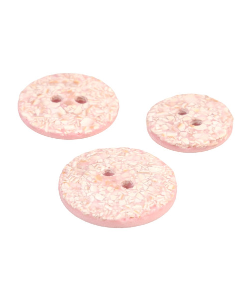 Bouton rond coquilles d'œufs 2 trous rose