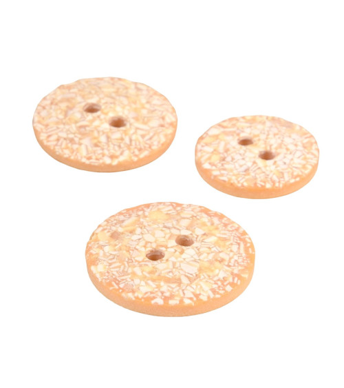 Bouton rond coquilles d'œufs 2 trous orange