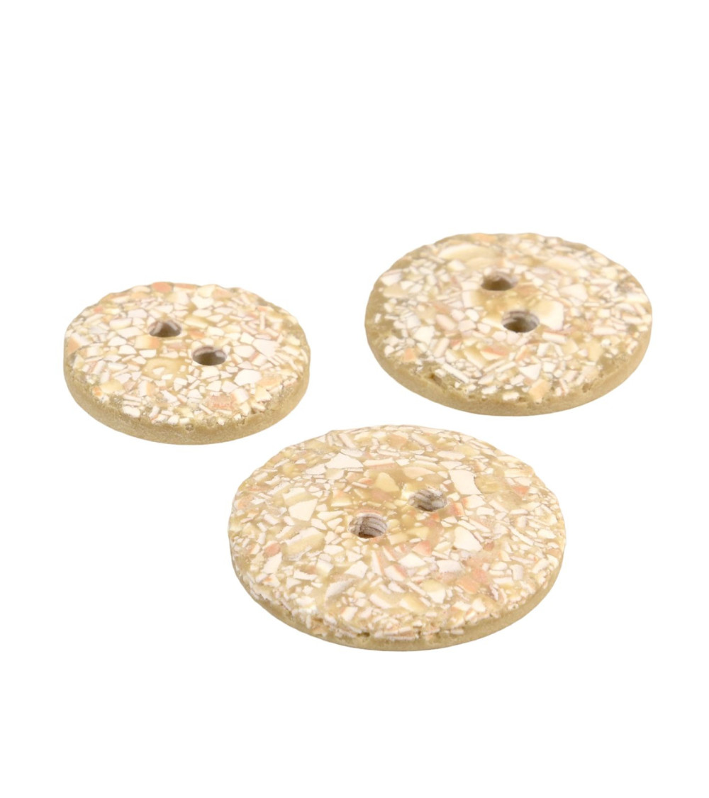 Bouton rond coquilles d'œufs 2 trous beige antilope