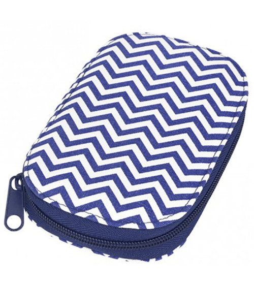 Sewing pouch 16x12cm printed blue and white geometric waves