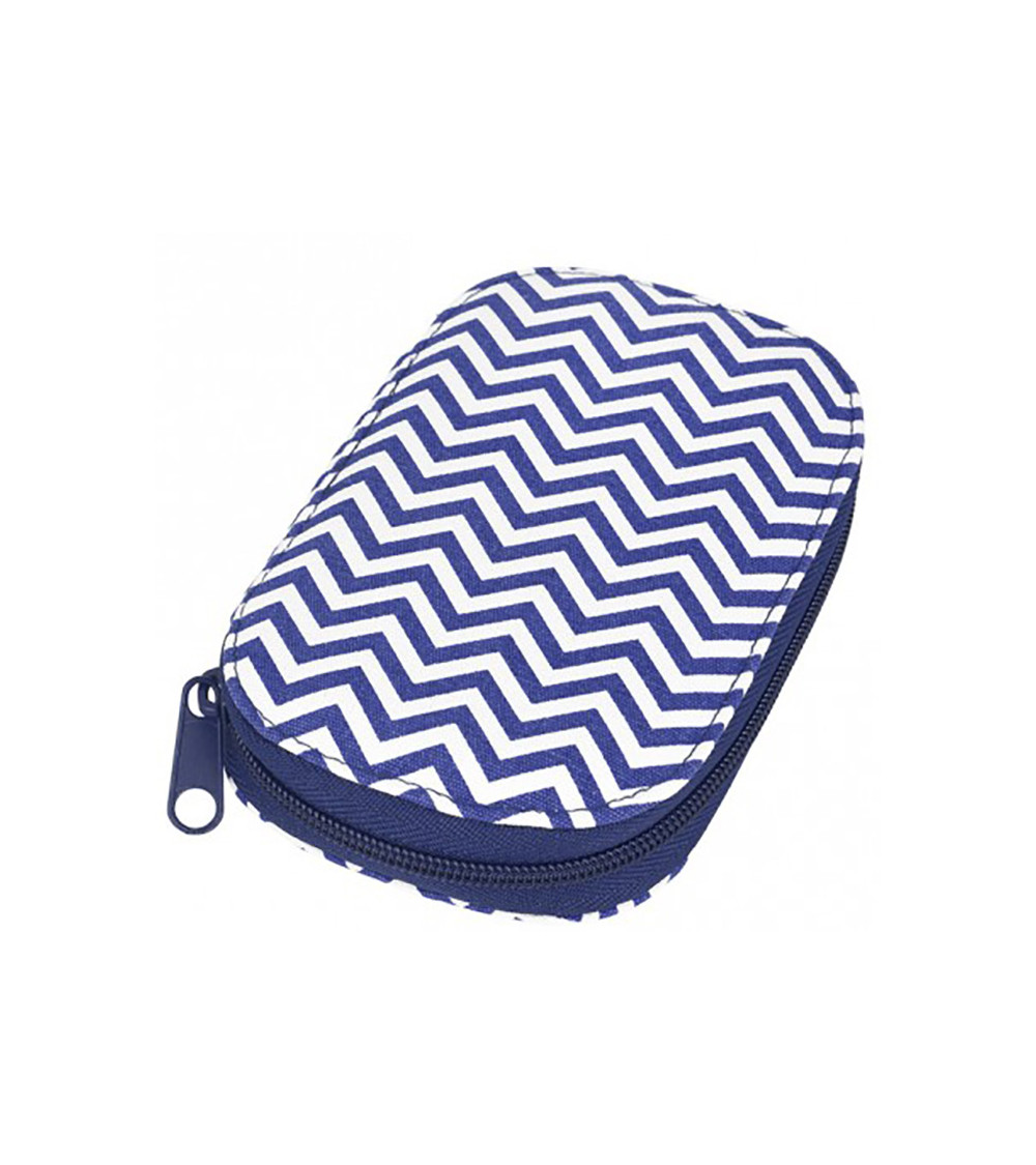 Sewing pouch 16x12cm printed blue and white geometric waves