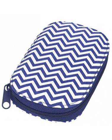 Sewing pouch 16x12cm printed blue and white geometric waves