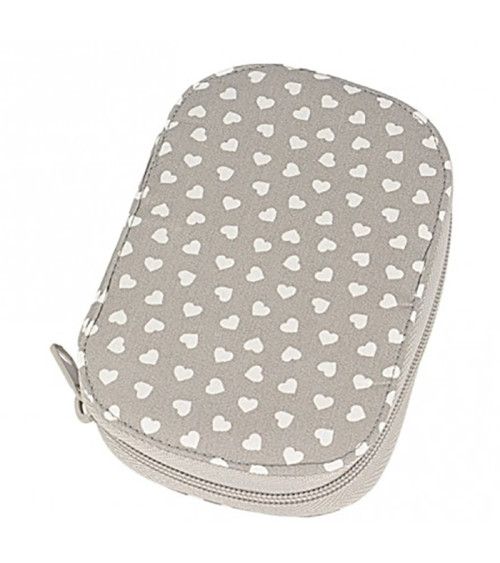 Sewing pouch 16x12cm hearts beige background