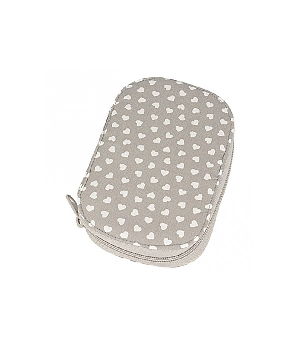 Sewing pouch 16x12cm hearts beige background