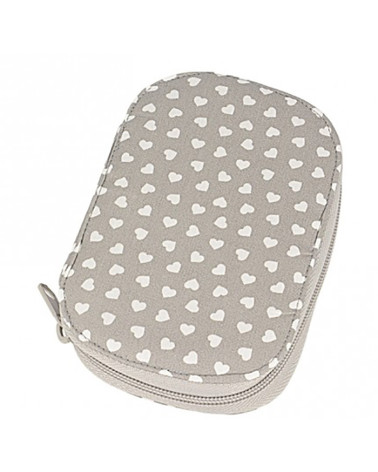 Sewing pouch 16x12cm hearts beige background