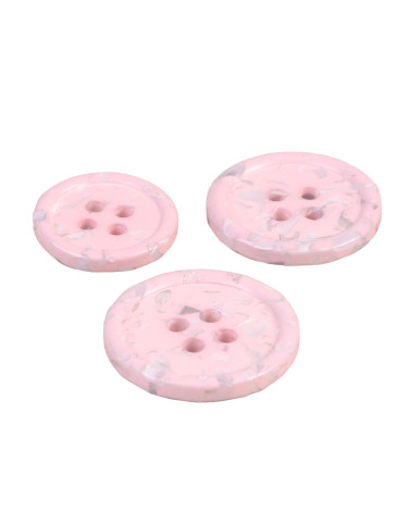 Round button 4 holes recycled baby pink bottles