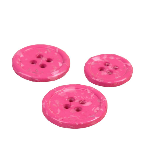 Bouton rond 4 trous bouteilles recyclées rose rose fuchsia