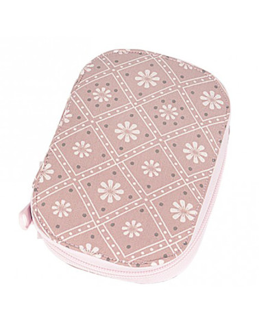 Sewing pouch 16x12cm white flowers on pink background
