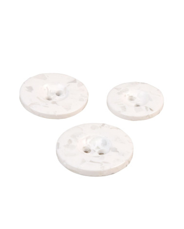 Round button 2 holes recycled bottles white