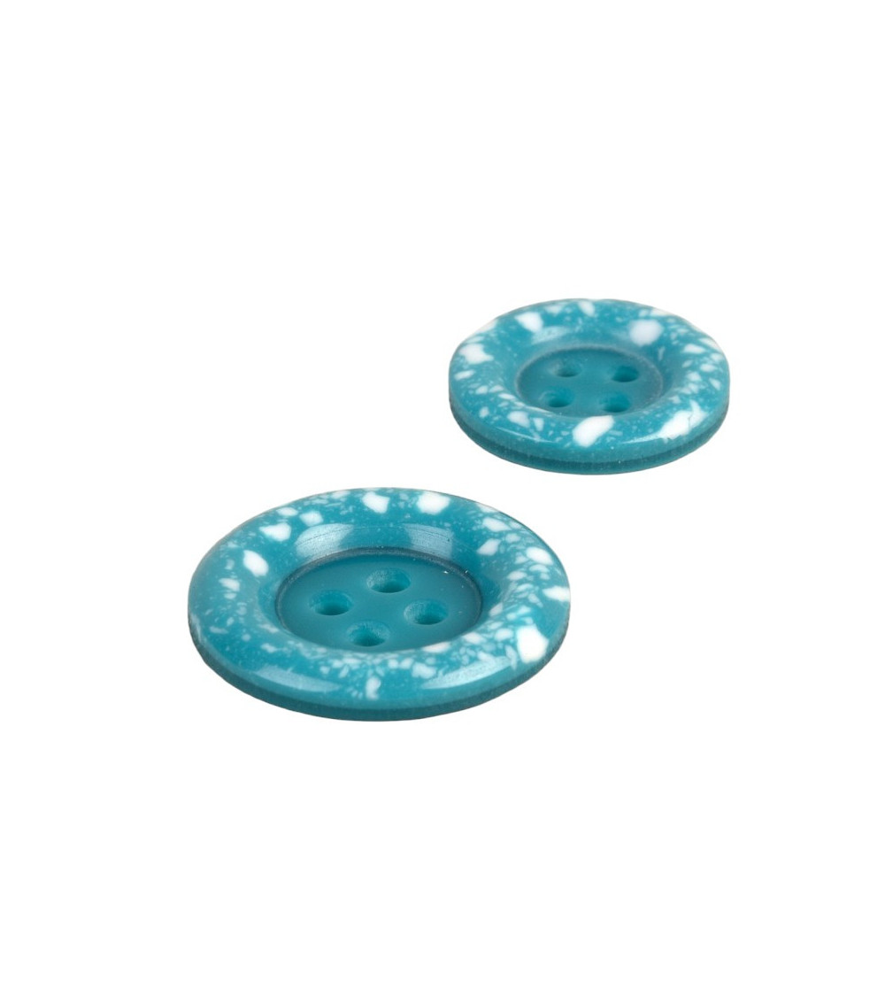 Bottone tondo in plastica riciclata 4 fori colore blu canarino
