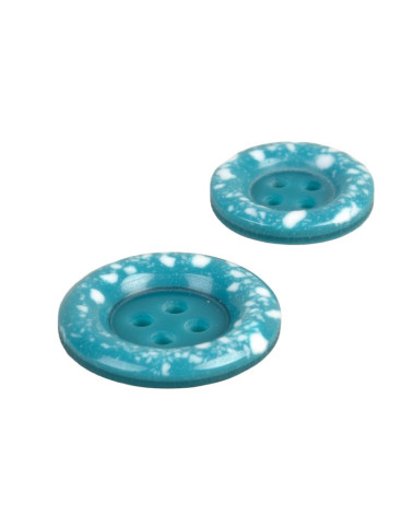 Bottone tondo in plastica riciclata 4 fori colore blu canarino