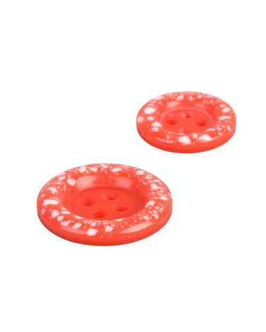 Runder Knopf aus recyceltem Kunststoff, 4 Löcher, rot