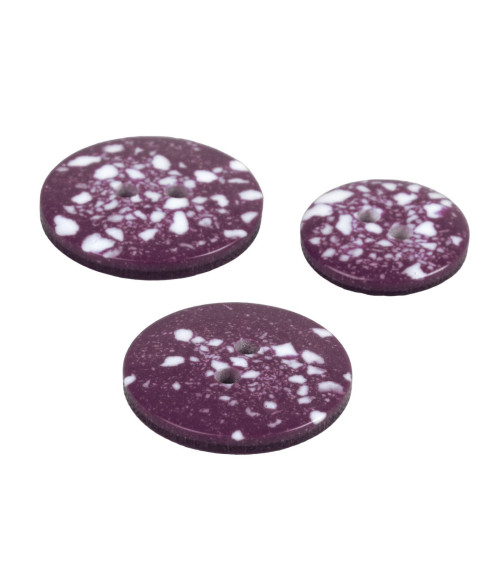 Round recycled plastic button 2 holes beaujolais red